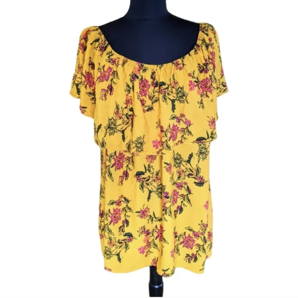 TORRID FLORAL CREPE EMBROIDERED RUFFLE OFF-SHOULDER TOP - Picture 4 of 9